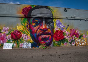 Mural depicting a portrait of George Floyd