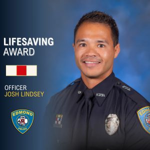 UCO Police Department  honors UCO Criminal Justice Alumnus Josh Linsey with the Lifesaving Award
